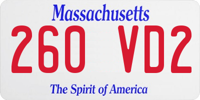 MA license plate 260VD2