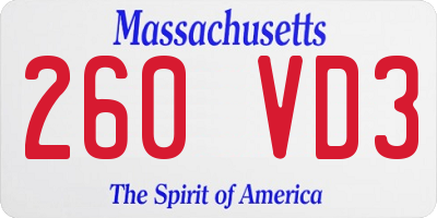 MA license plate 260VD3