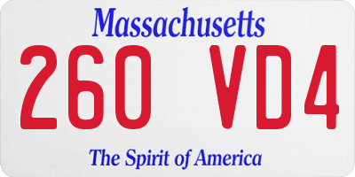MA license plate 260VD4