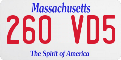 MA license plate 260VD5