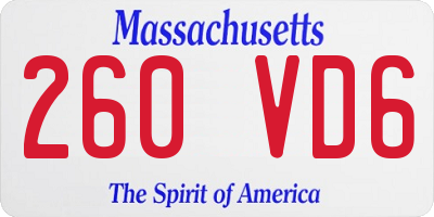 MA license plate 260VD6