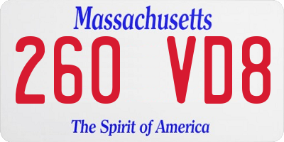 MA license plate 260VD8