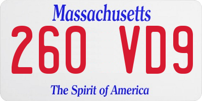 MA license plate 260VD9