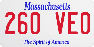 MA license plate 260VE0