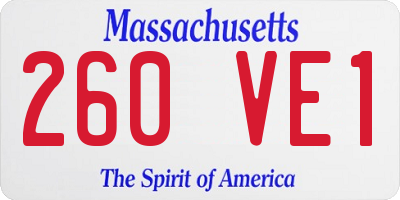 MA license plate 260VE1