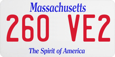 MA license plate 260VE2