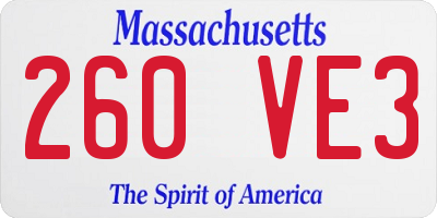 MA license plate 260VE3