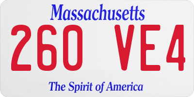 MA license plate 260VE4