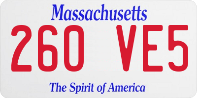 MA license plate 260VE5