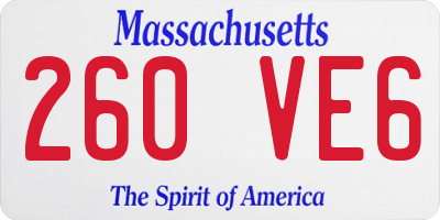 MA license plate 260VE6