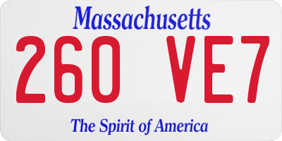 MA license plate 260VE7