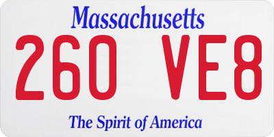 MA license plate 260VE8