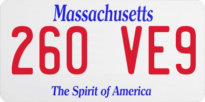 MA license plate 260VE9