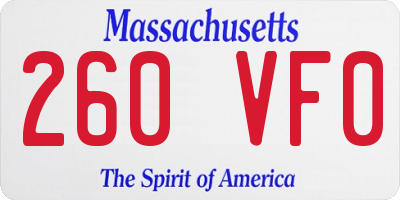 MA license plate 260VF0