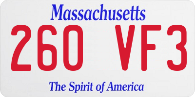 MA license plate 260VF3