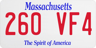 MA license plate 260VF4