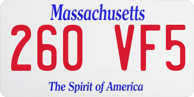 MA license plate 260VF5