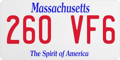 MA license plate 260VF6