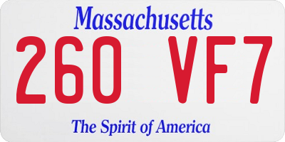 MA license plate 260VF7