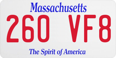 MA license plate 260VF8