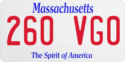 MA license plate 260VG0