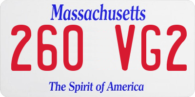 MA license plate 260VG2