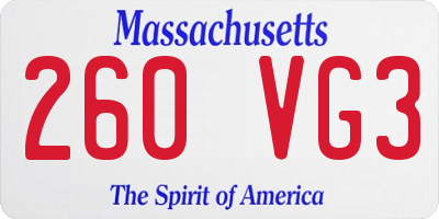 MA license plate 260VG3