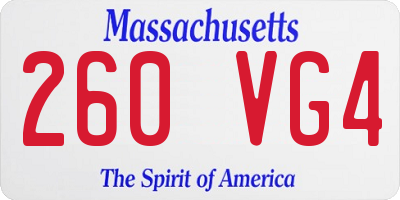MA license plate 260VG4