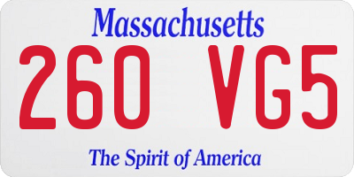 MA license plate 260VG5