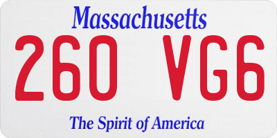 MA license plate 260VG6
