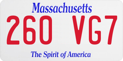MA license plate 260VG7