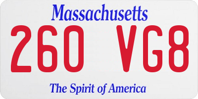 MA license plate 260VG8