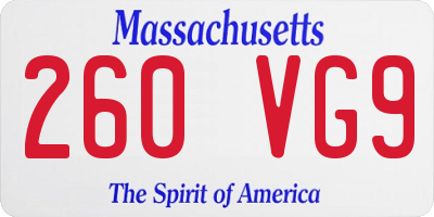 MA license plate 260VG9