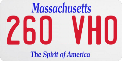 MA license plate 260VH0