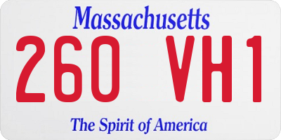 MA license plate 260VH1
