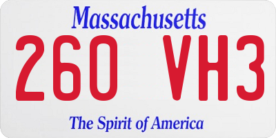 MA license plate 260VH3