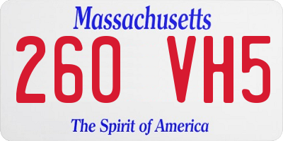 MA license plate 260VH5