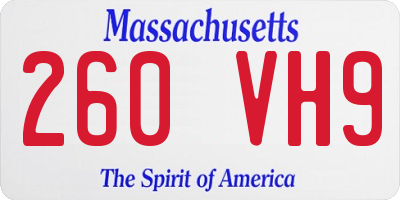 MA license plate 260VH9
