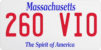 MA license plate 260VI0