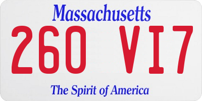 MA license plate 260VI7