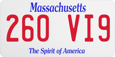 MA license plate 260VI9