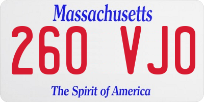 MA license plate 260VJ0