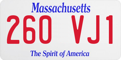 MA license plate 260VJ1