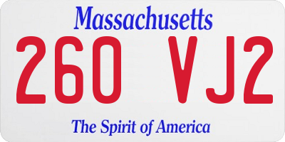 MA license plate 260VJ2