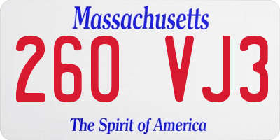 MA license plate 260VJ3