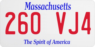 MA license plate 260VJ4