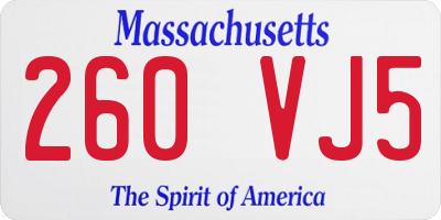 MA license plate 260VJ5