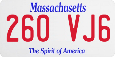 MA license plate 260VJ6