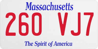 MA license plate 260VJ7