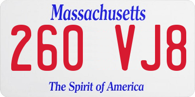 MA license plate 260VJ8
